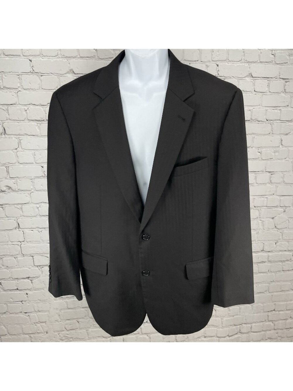Jos A Bank Signature Collection Black Striped Wool 2 Button Blazer Sportcoat 43R